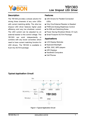 YB1303SC76A Datasheet PDF YOBON TECHNOLOGIES,INC.