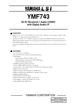 YMF743-S Datasheet PDF Yamaha Corporation