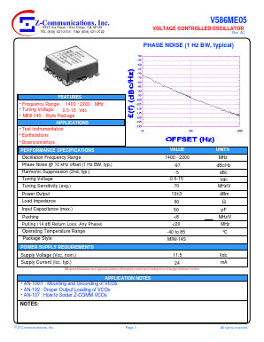 V586ME05 Datasheet PDF Z-Communications, Inc