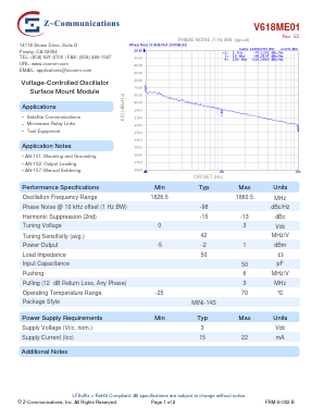 V618ME01 Datasheet PDF Z-Communications, Inc