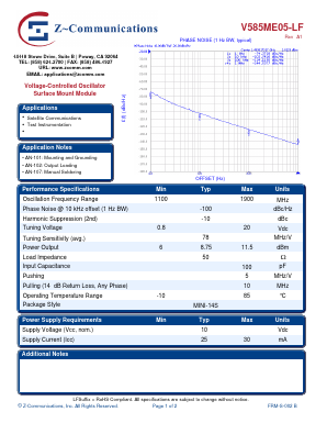 V585ME05-LF Datasheet PDF Z-Communications, Inc