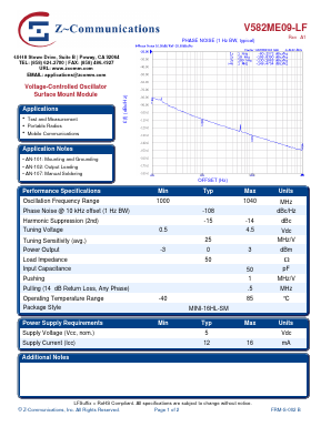V582ME09-LF Datasheet PDF Z-Communications, Inc