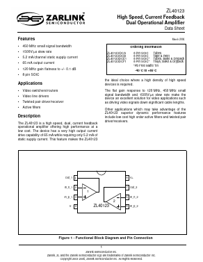 ZL40123 Datasheet PDF Zarlink Semiconductor Inc