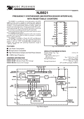 NJ8821 Datasheet PDF Zarlink Semiconductor Inc