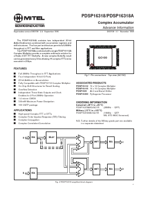PDSP16318AGC1R Datasheet PDF Zarlink Semiconductor Inc