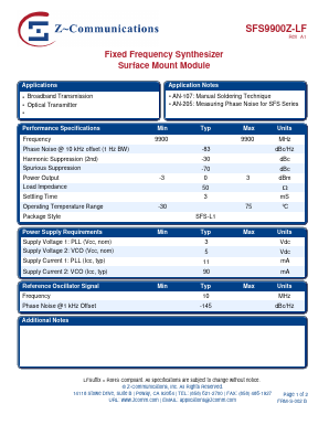 SFS9900Z-LF Datasheet PDF Z-Communications, Inc