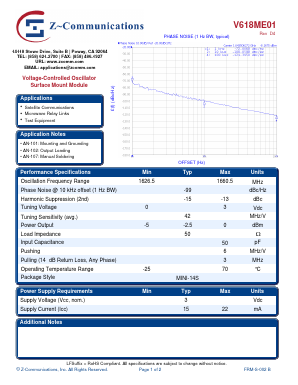 V618ME01_10 Datasheet PDF Z-Communications, Inc