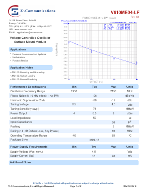 V610ME04-LF Datasheet PDF Z-Communications, Inc