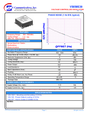 V585ME30 Datasheet PDF Z-Communications, Inc