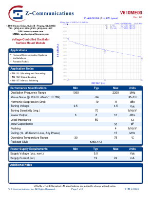 V610ME09 Datasheet PDF Z-Communications, Inc