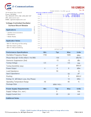 V612ME04 Datasheet PDF Z-Communications, Inc
