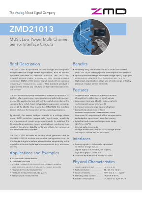 ZMD21013ACG1-T Datasheet PDF Zentrum Mikroelektronik Dresden AG