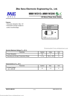 MM1W10 Datasheet PDF Zibo Seno Electronic Engineering Co.,Ltd