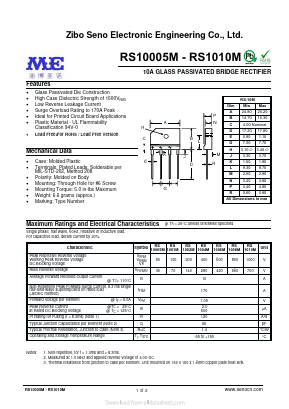 RS1001M Datasheet PDF Zibo Seno Electronic Engineering Co.,Ltd