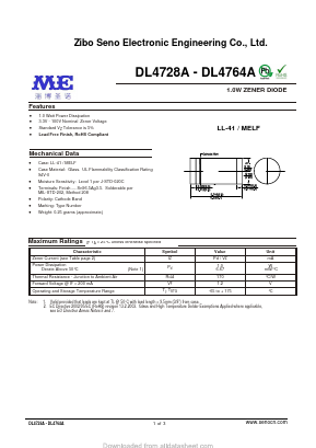 DL4729A Datasheet PDF Zibo Seno Electronic Engineering Co.,Ltd