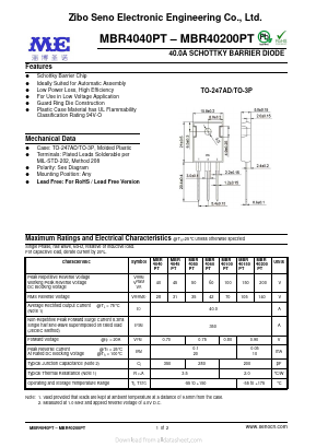 MBR40150PT Datasheet PDF Zibo Seno Electronic Engineering Co.,Ltd