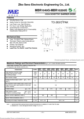 MBR1060G Datasheet PDF Zibo Seno Electronic Engineering Co.,Ltd