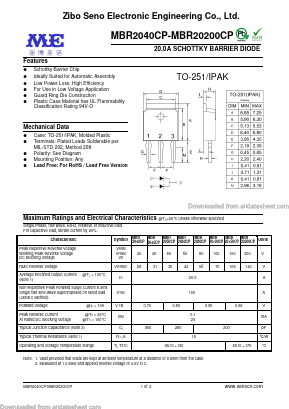 MBR2040CP Datasheet PDF Zibo Seno Electronic Engineering Co.,Ltd