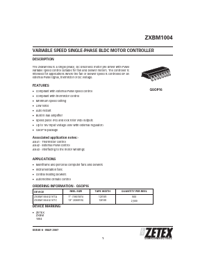 ZXBM1004Q16TA Datasheet PDF Zetex => Diodes