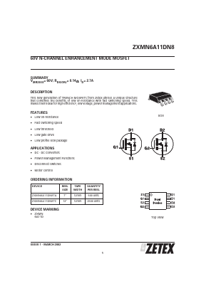 ZXMN6A11DN8TC Datasheet PDF Zetex => Diodes