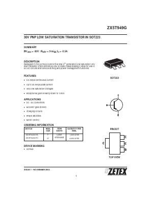 ZX5T949GTC Datasheet PDF Zetex => Diodes