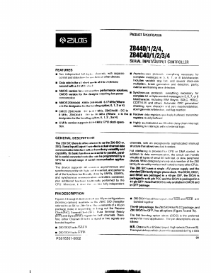 Z84C4004 Datasheet PDF Zilog