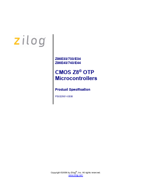 Z86E3416SSC Datasheet PDF Zilog