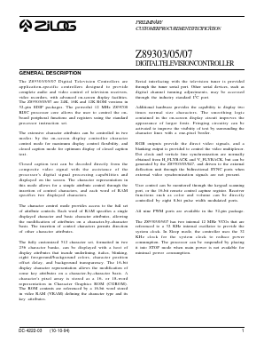 Z89305 Datasheet PDF Zilog