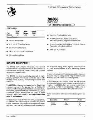 Z86C66 Datasheet PDF Zilog