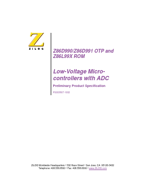 Z86L991 Datasheet PDF Zilog