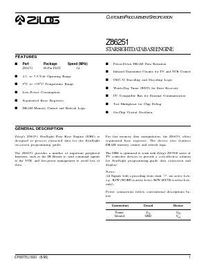 Z86251 Datasheet PDF Zilog